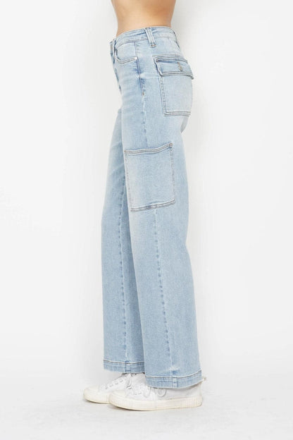 Judy Blue Full Size High Waist Straight Cargo Jeans.