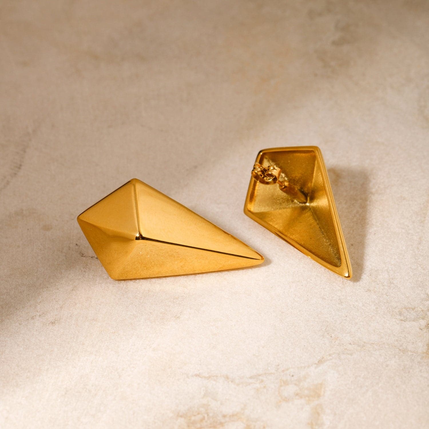 Stainless Steel 18K Gold-Plated Geometric Earrings.