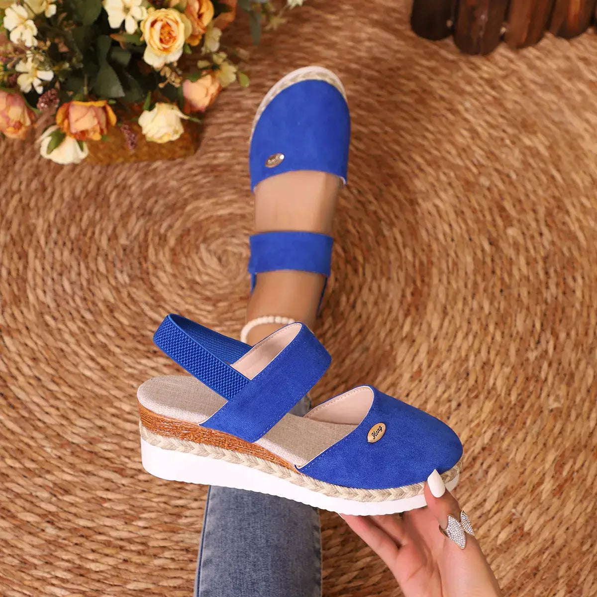 Espadrille Wedge Sandals with Ankle Strap Simply Love