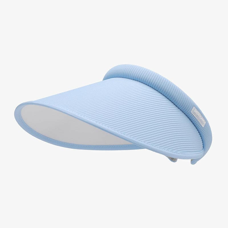 Wide brim PVC sun hat in stylish blue design.