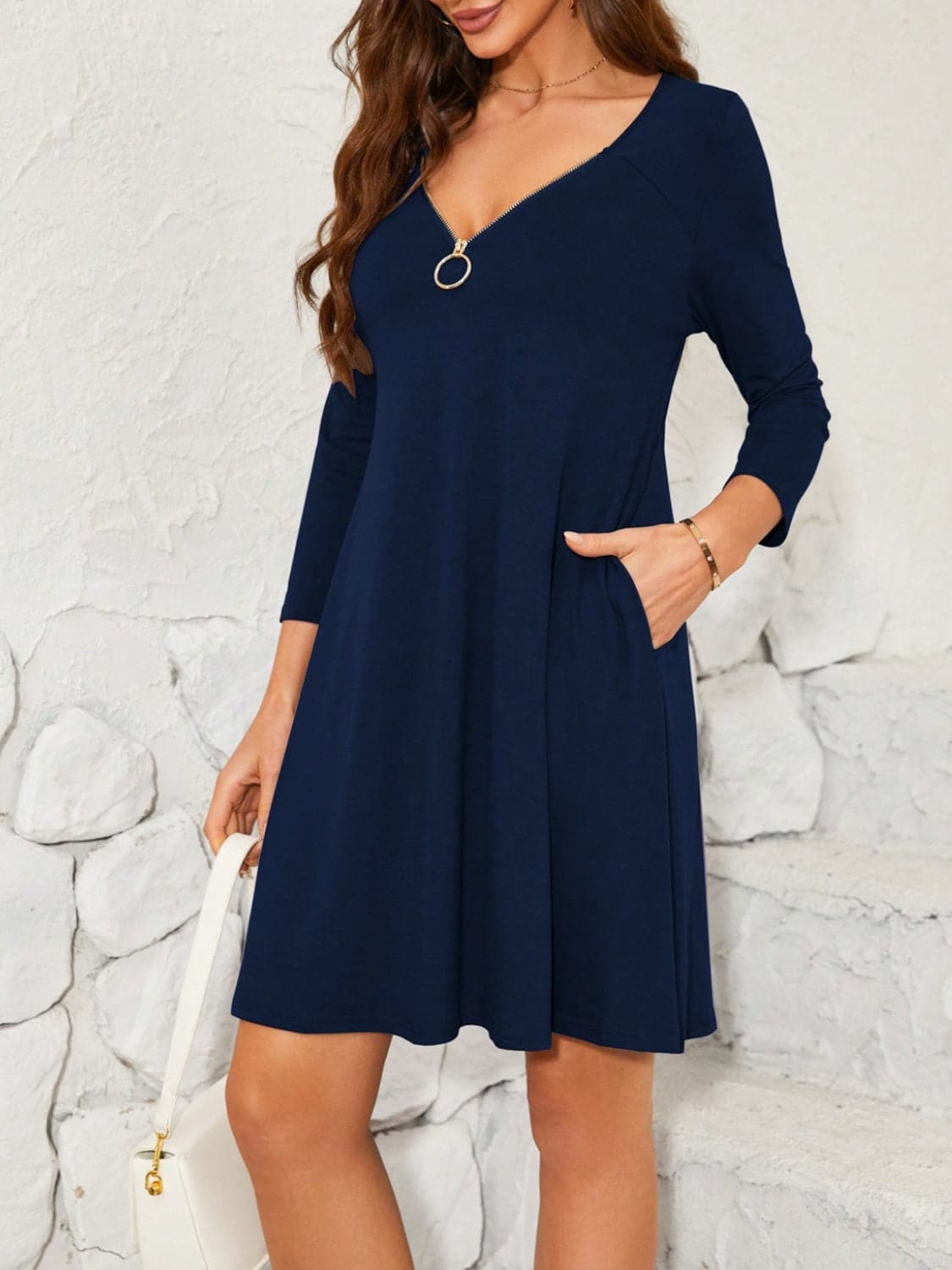 Quarter Zip Long Sleeve Dress.