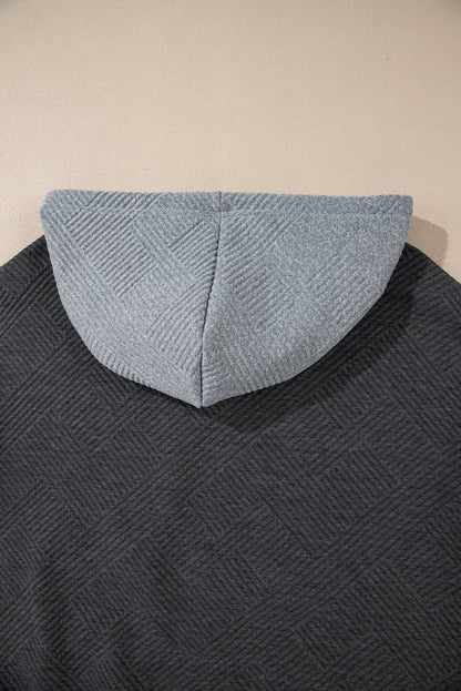 Gray color block drop shoulder hoodie