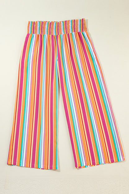 Cozy orange stripe boho chic plus-size loose-fit pants