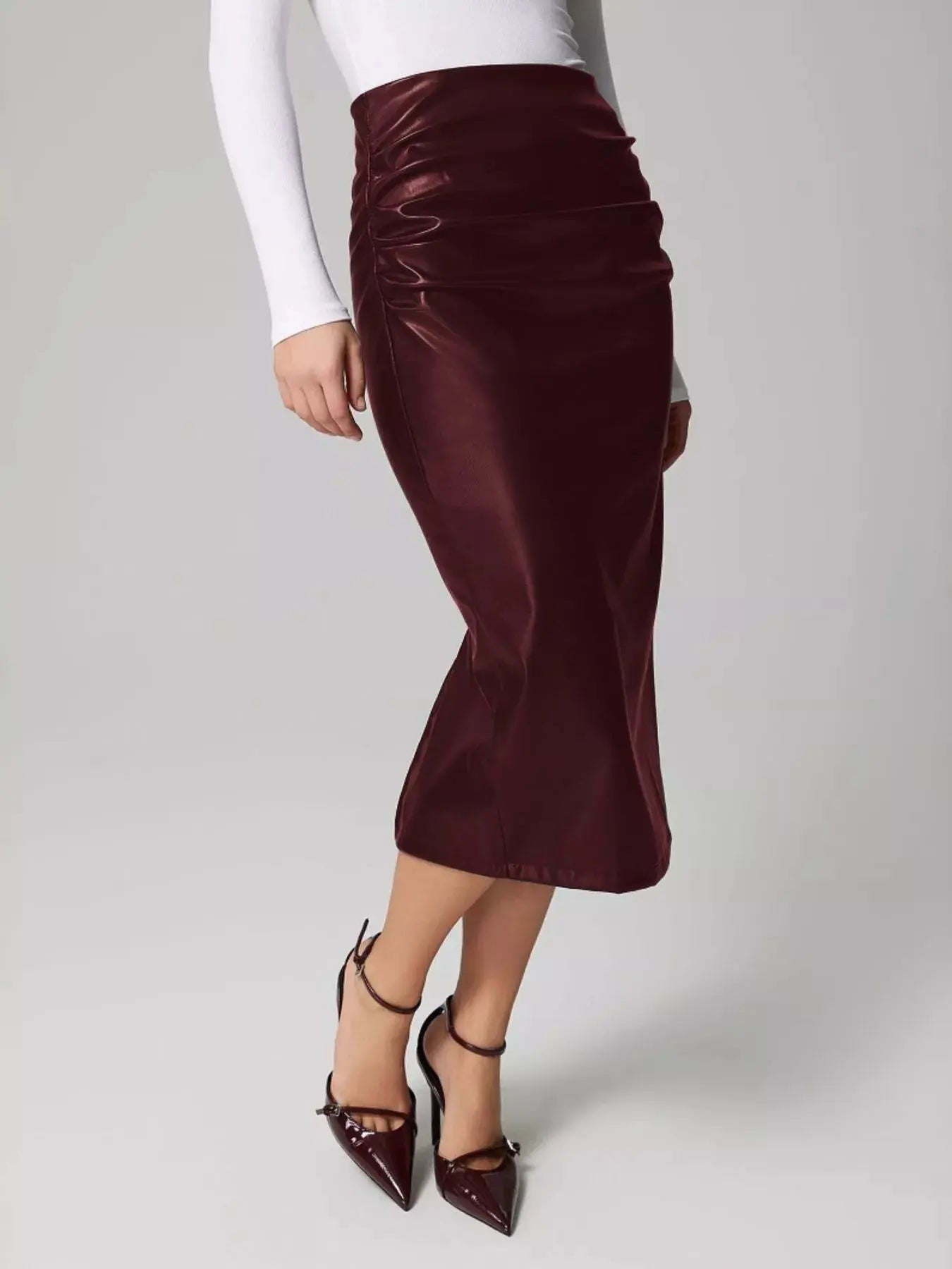 Slit Back Leather Skirt Simply Love