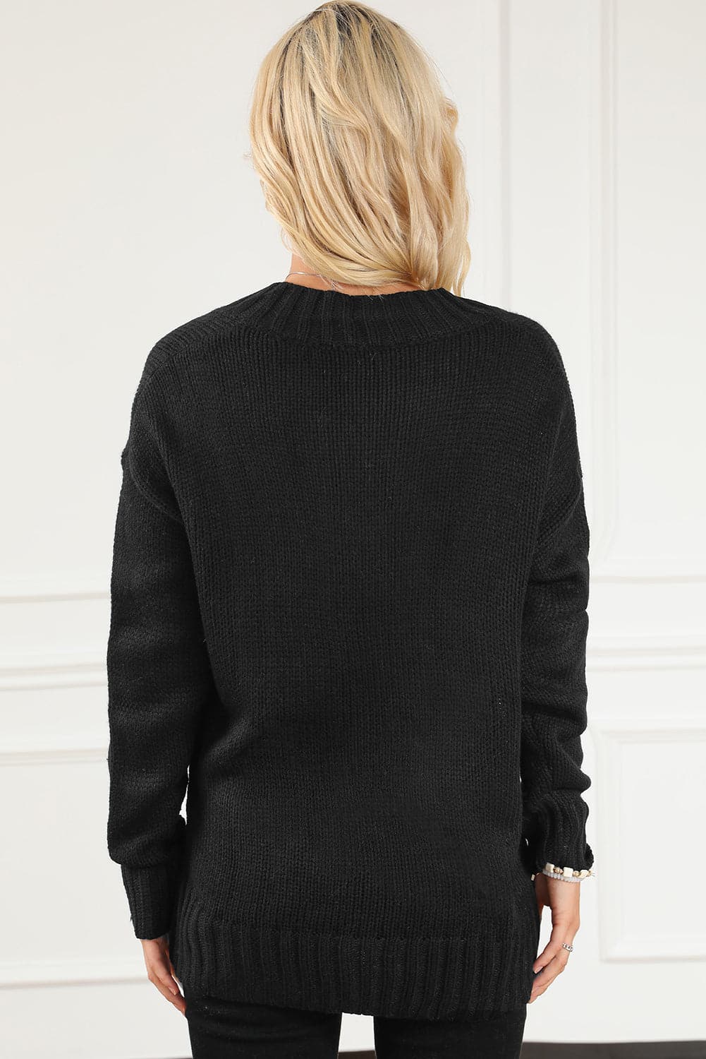 V-Neck Dropped Shoulder Sweater.