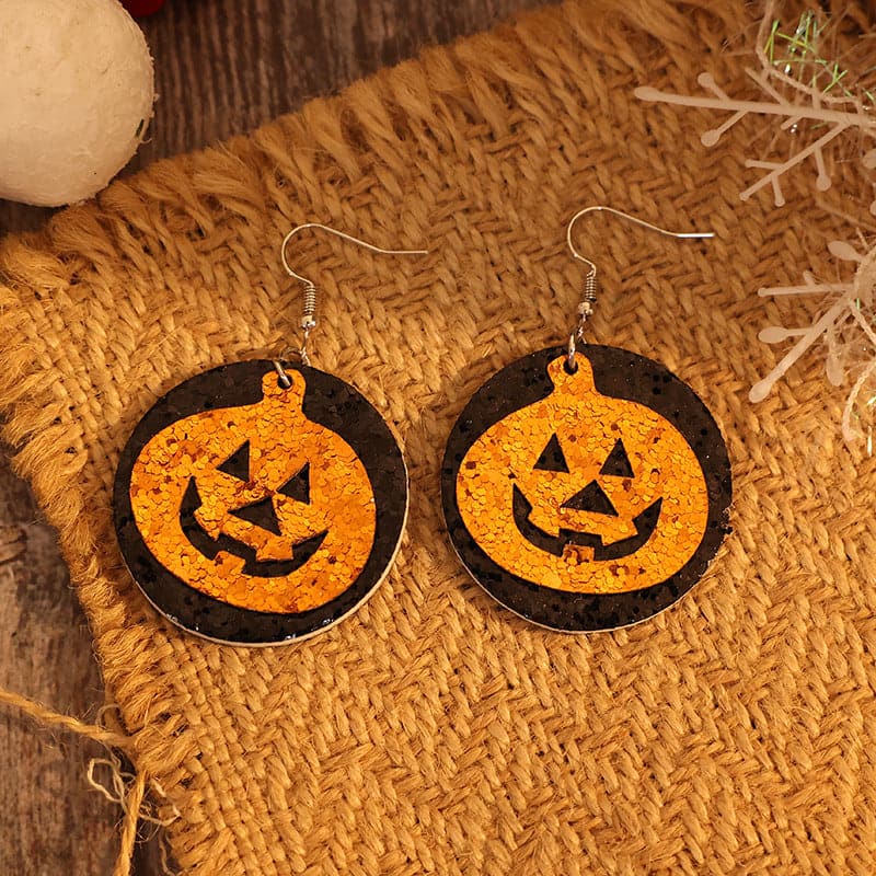 PU Leather Pumpkin Earrings.