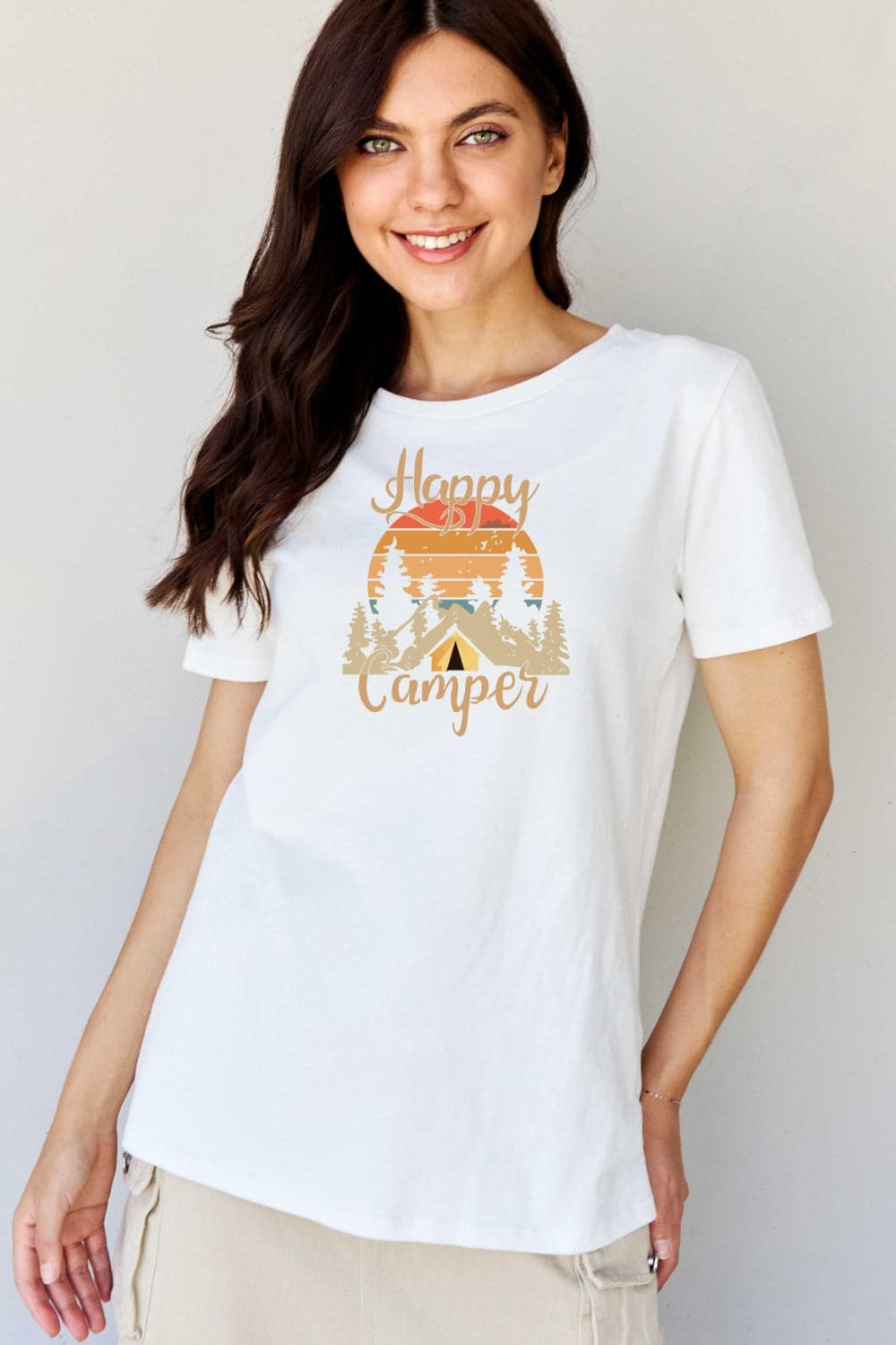 Simply Love Full Size HAPPY CAMPER Graphic T-Shirt.