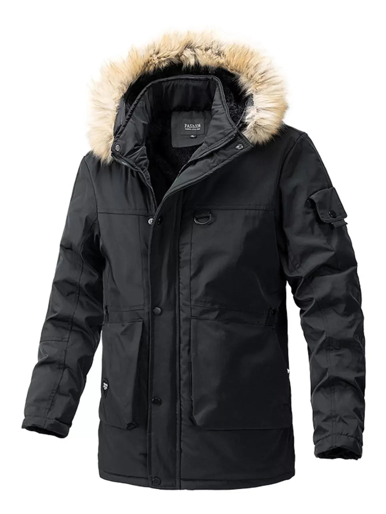 Mens Plus Size Fur Hooded Winter Parka Coat With Pockets Simply Love