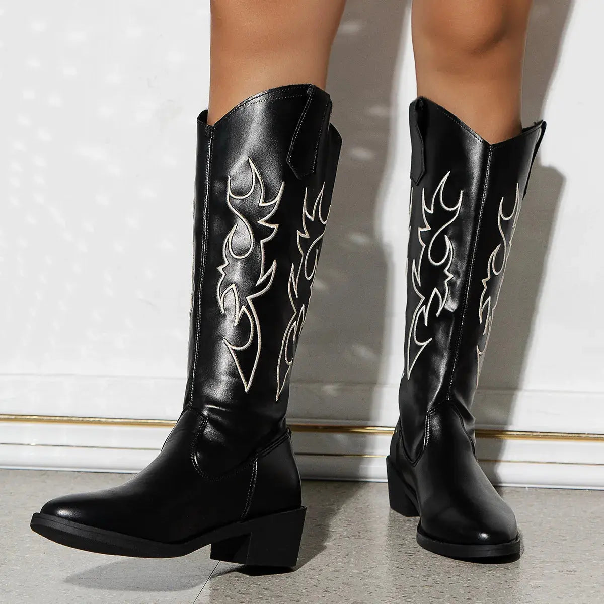 Point Toe Block Heels Boots Simply Love