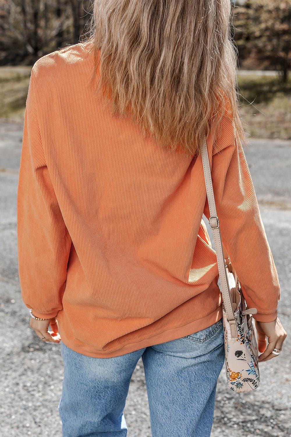 Sequin Pumpkin Round Neck Long Sleeve Sweatshirt.