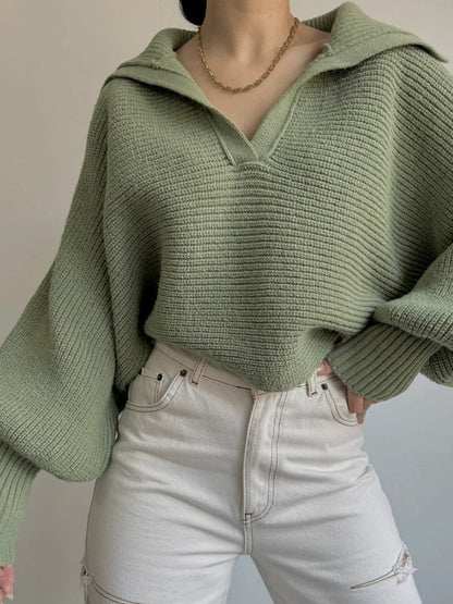 Johnny Collar Long Sleeve Sweater.