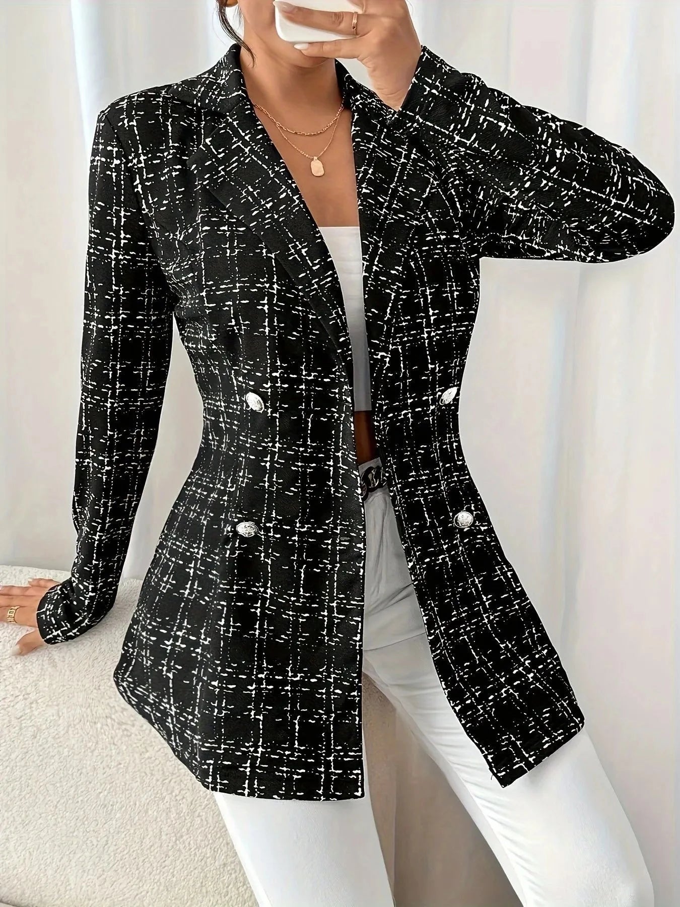 Tweed Double-Breasted Blazer Coco’s Tee Boutique