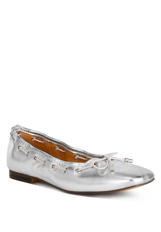 Marlow metallic bow ballerinas