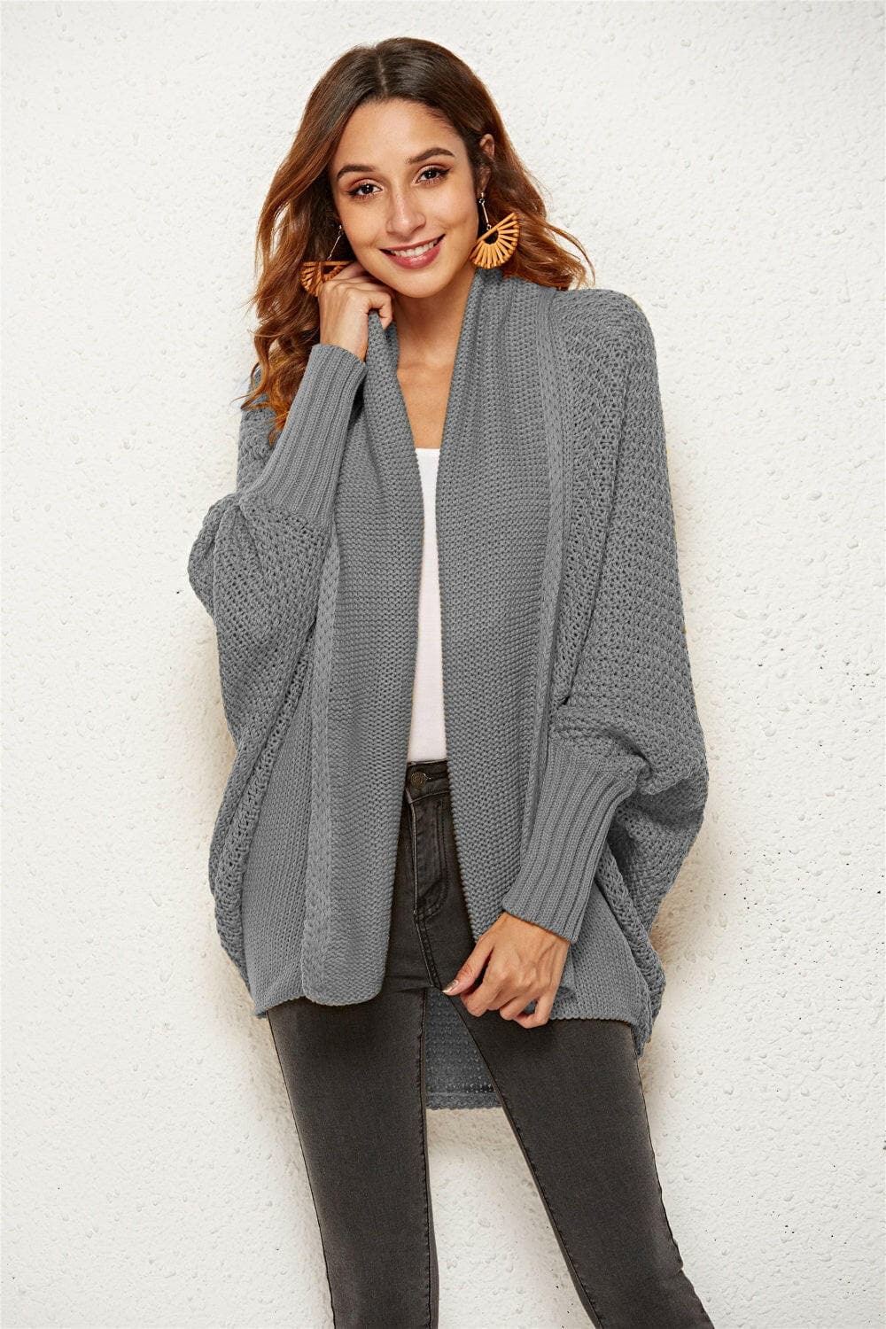 Open Front Batwing Sleeve Cardigan.