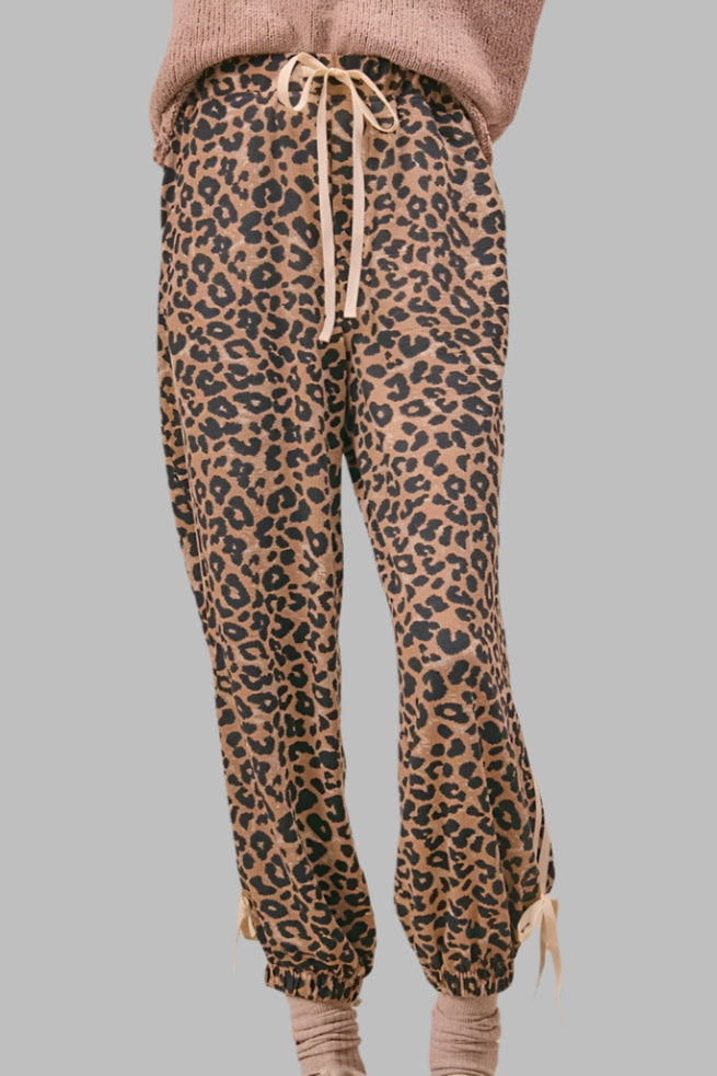 Wild Prowess Leopard Luxe Waffle Knit Joggers For Lounging Fitkitty Culture Athleisure Wear, Yoga Wear & Women's Clothing