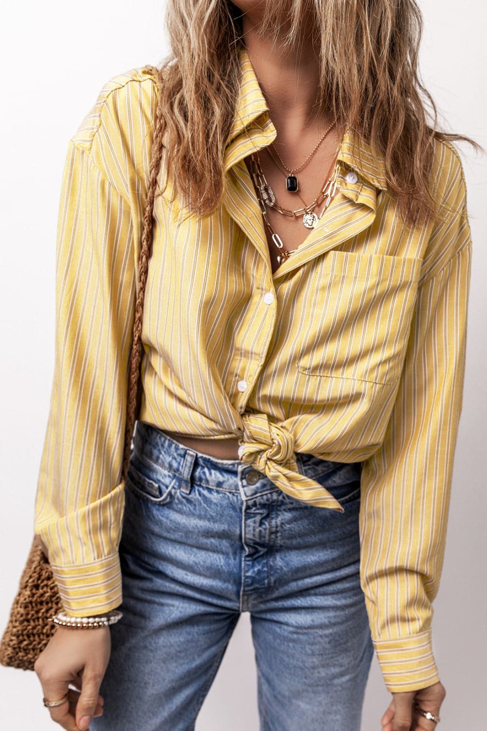 Striped Button Up Long Sleeve Shirt.