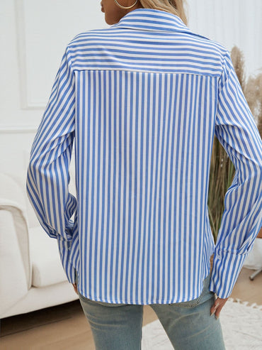 Collared striped shirt with pocket