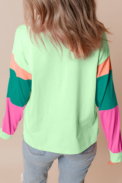 Oversized green colorblock top