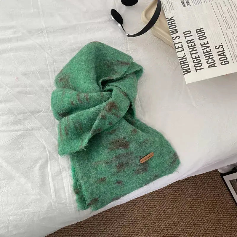 Soft Fuzzy Contrast Scarf Simply Love