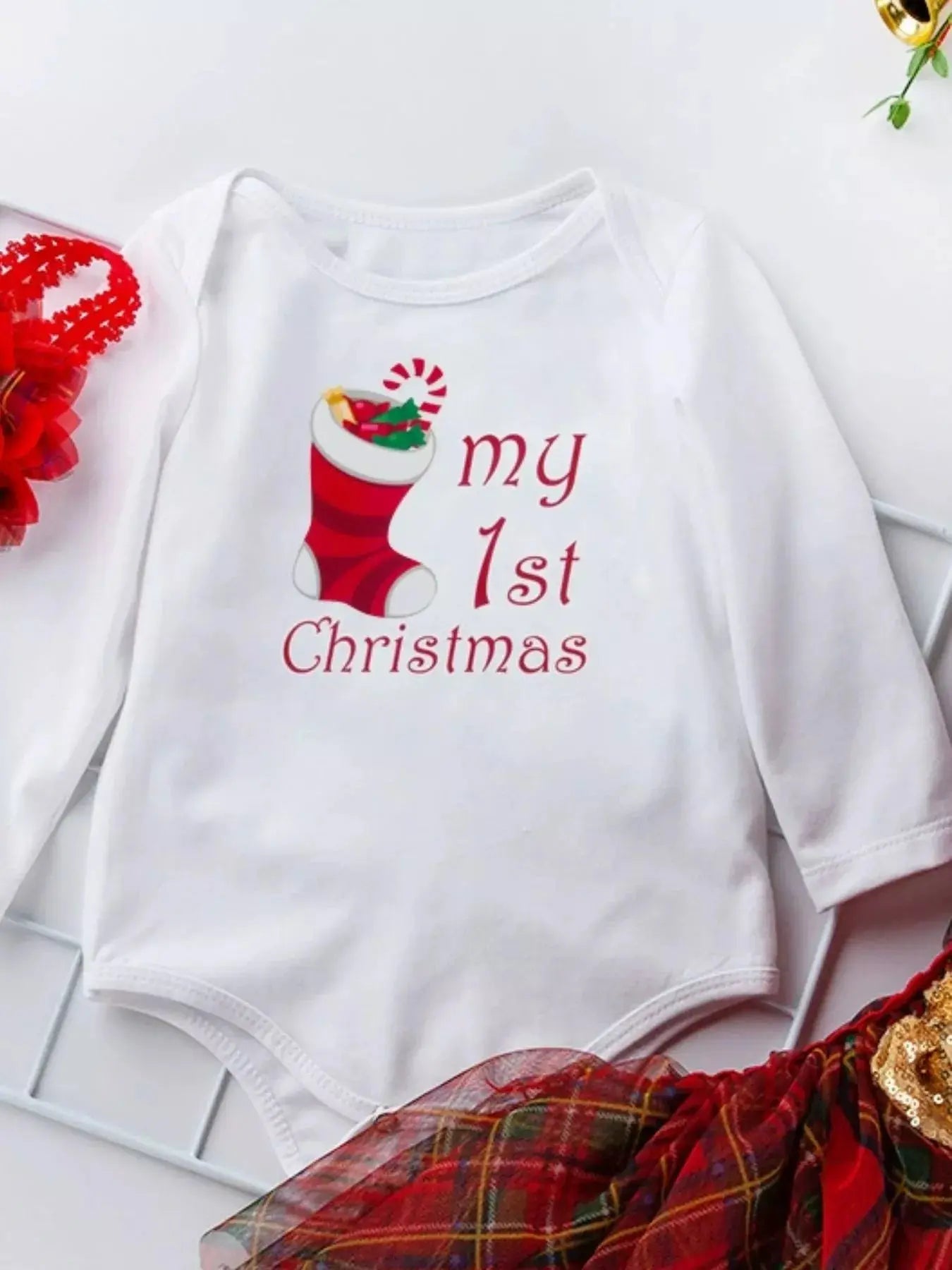 Children's Christmas Santa Baby Outfit Set with Headband Simply Love