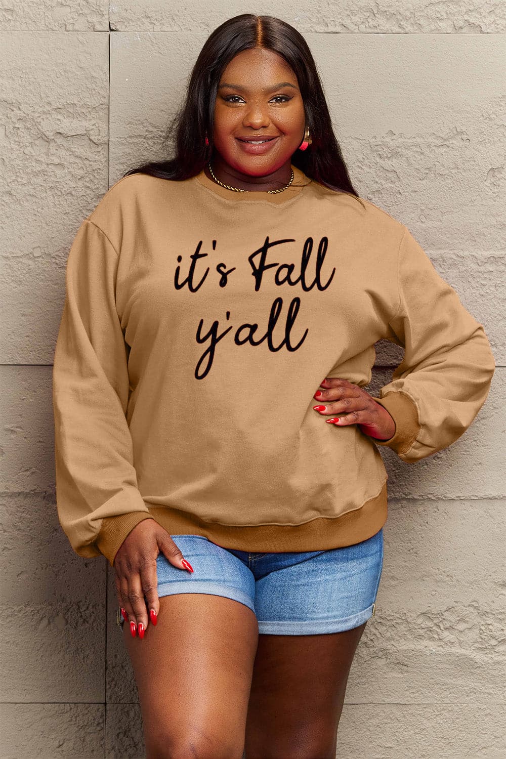 Simply Love Full Size IT'S FALL Y'ALL Graphic Sweatshirt.