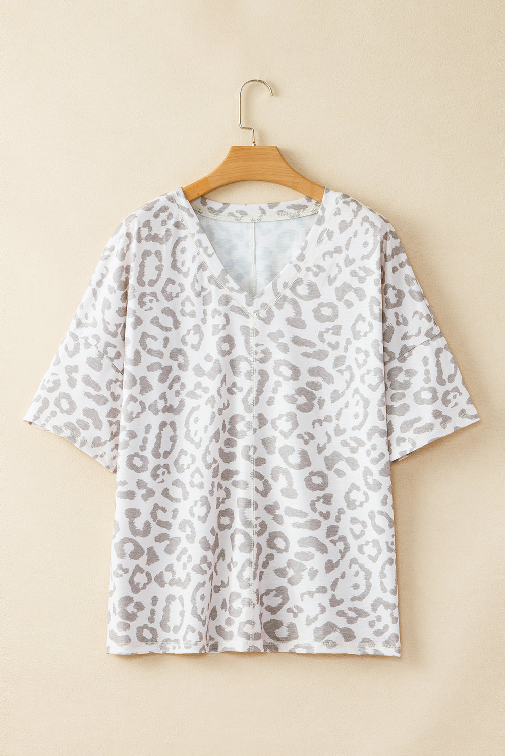 Wildly chic plus size v neck tee in brown leopard print