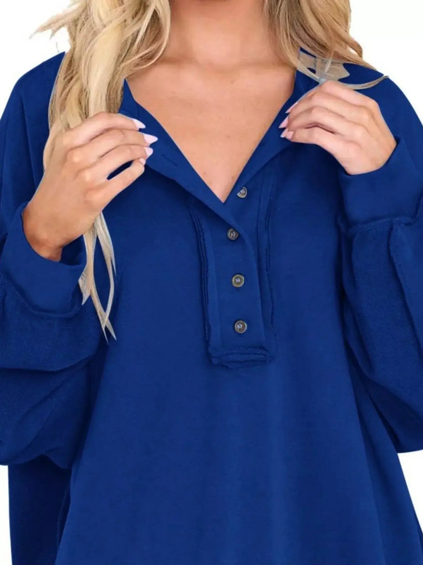 Half Snap Long Sleeve Sweatshirt Simply Love