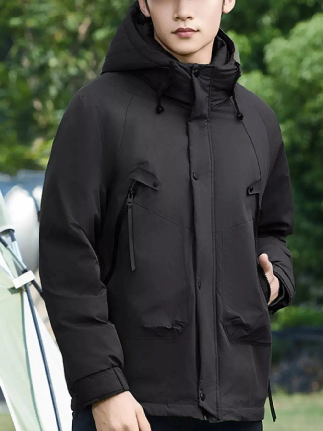 Men's Plus Size Hooded Snap Down Jacket Simply Love