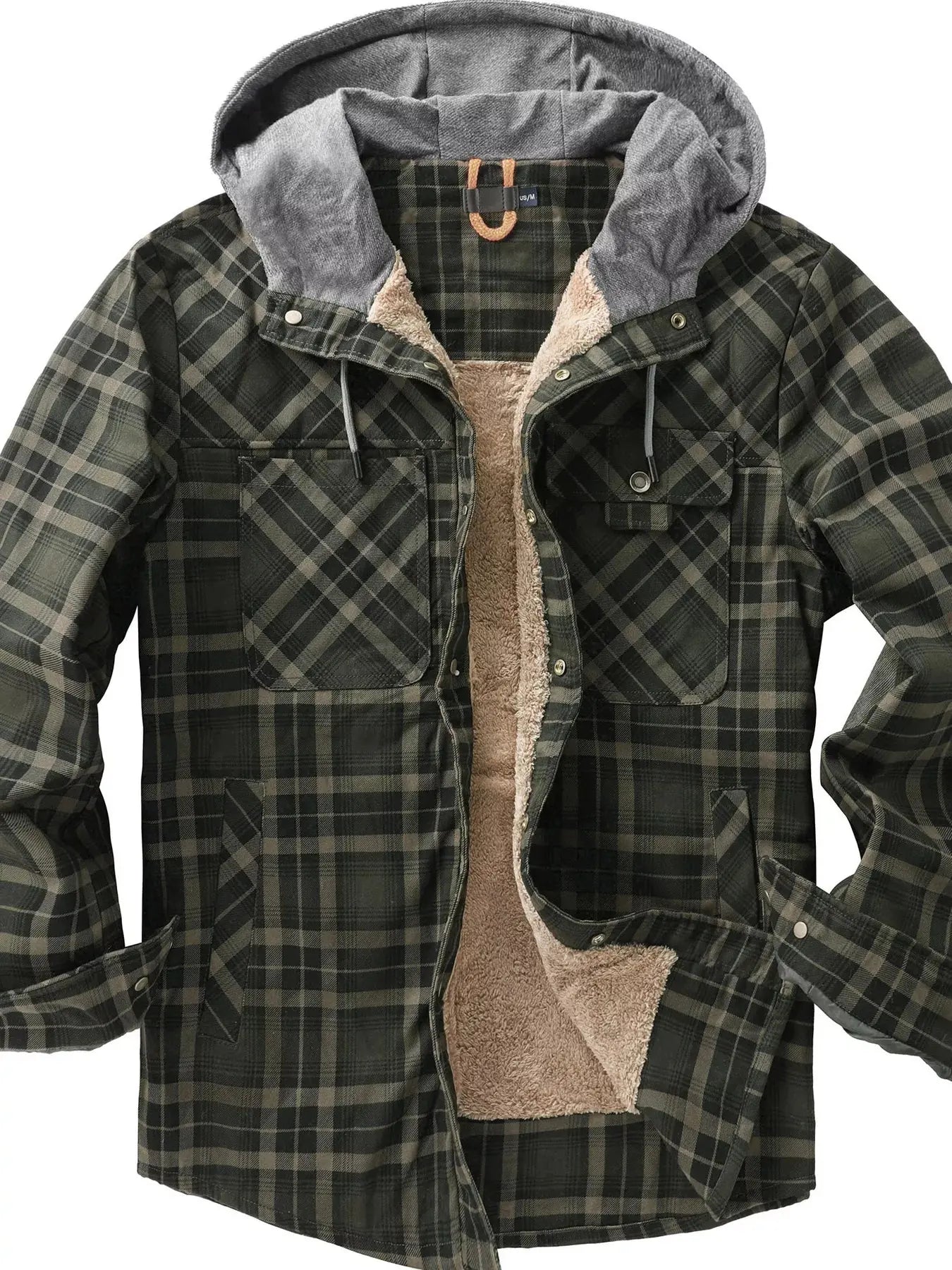 Men's Snap Down Plaid Flannel Hooded Jacket Simply Love