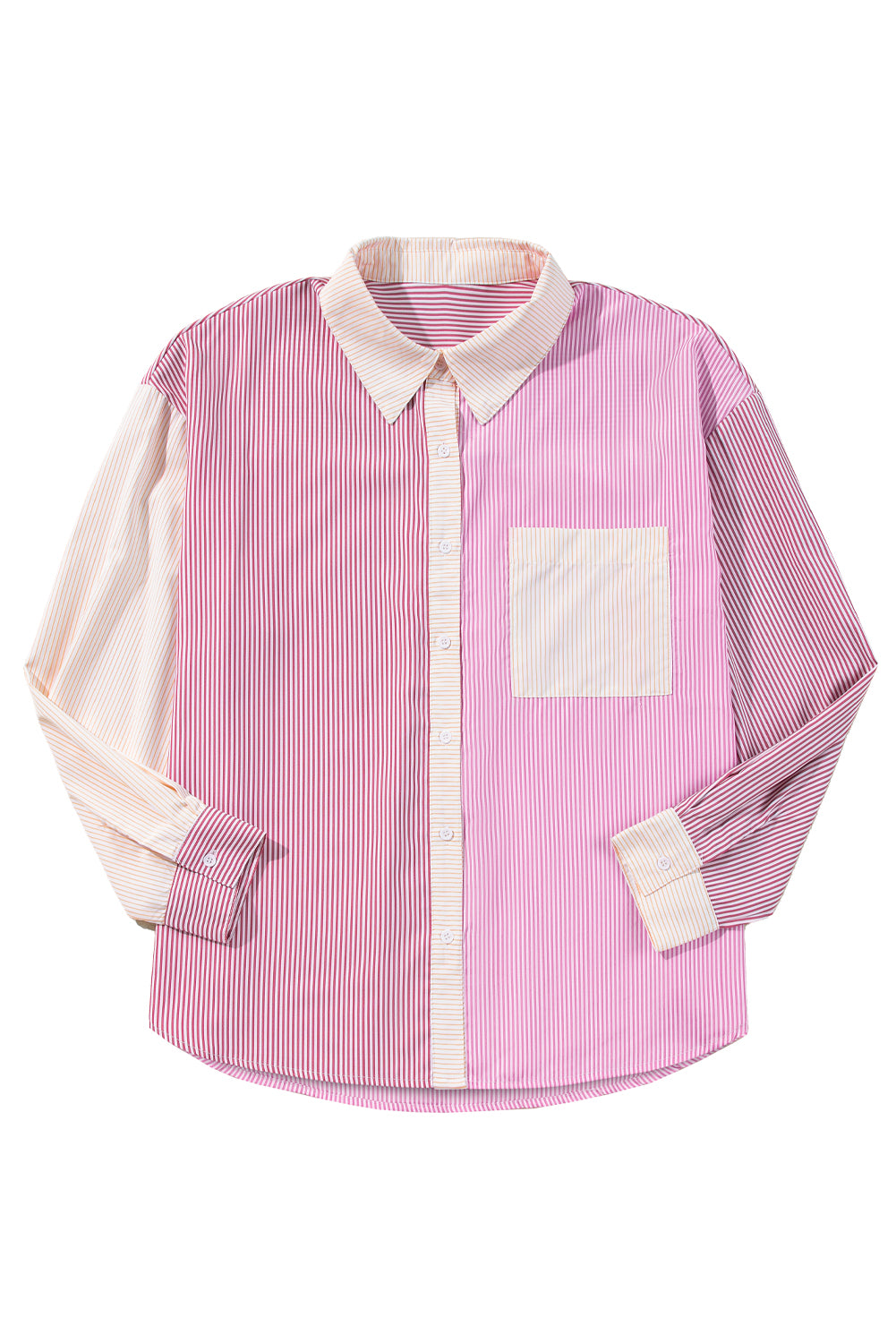 Chic pink striped colorblock plus size shirt