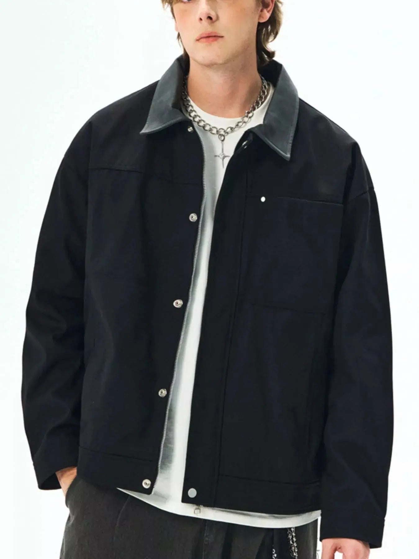 Men's Plus Size Snap Down Long Sleeve Jacket Simply Love
