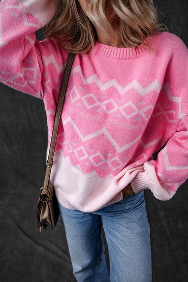 Cozy basic long sleeve sweater with round neck