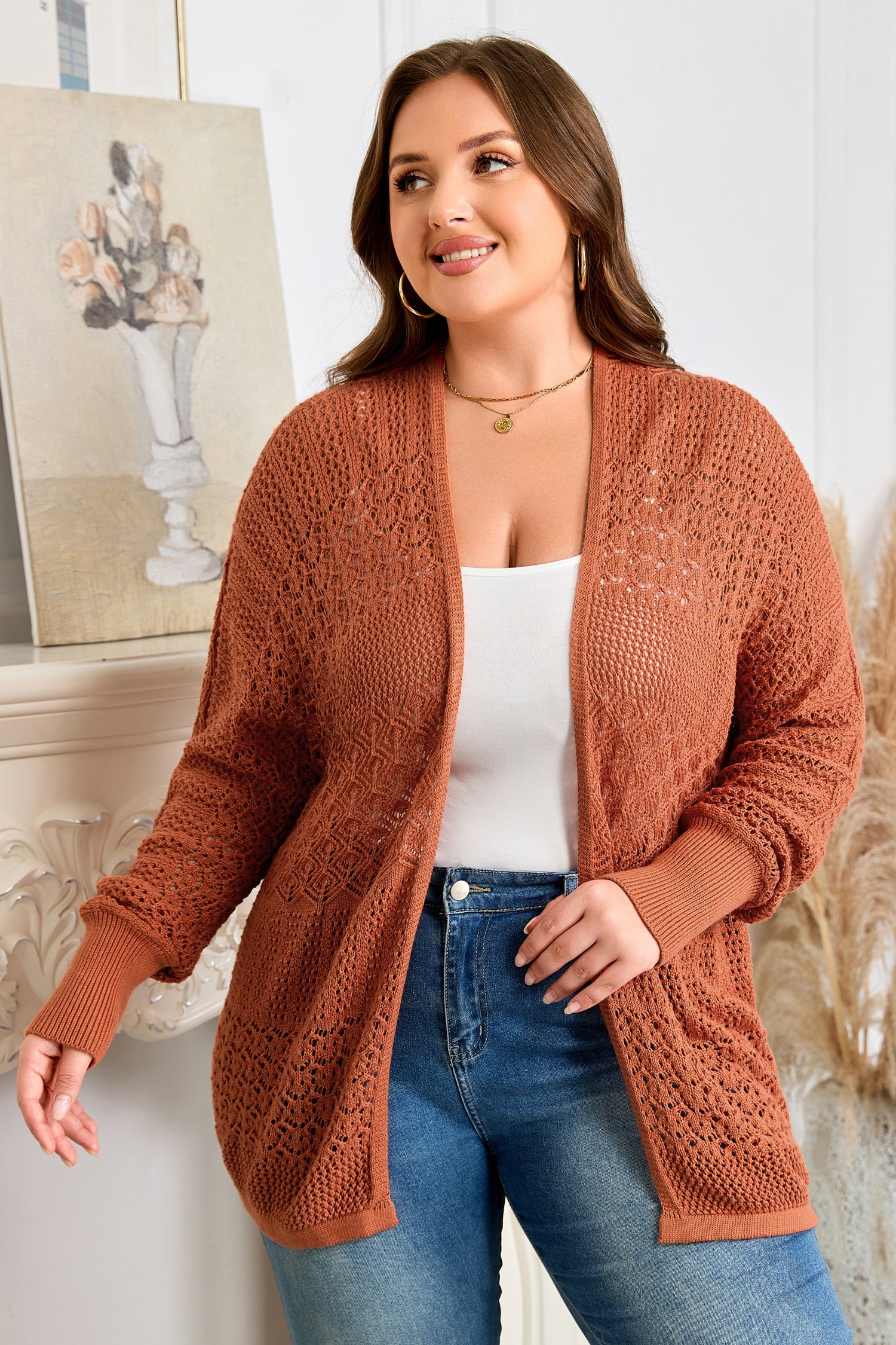 Dear-Lover Redwood Cardigan Women's Casual Open Front Knit Plus Size Fall Layering Dear-Lover Dropshipping