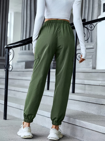 Full Size Elastic Waist Pants with Pockets.