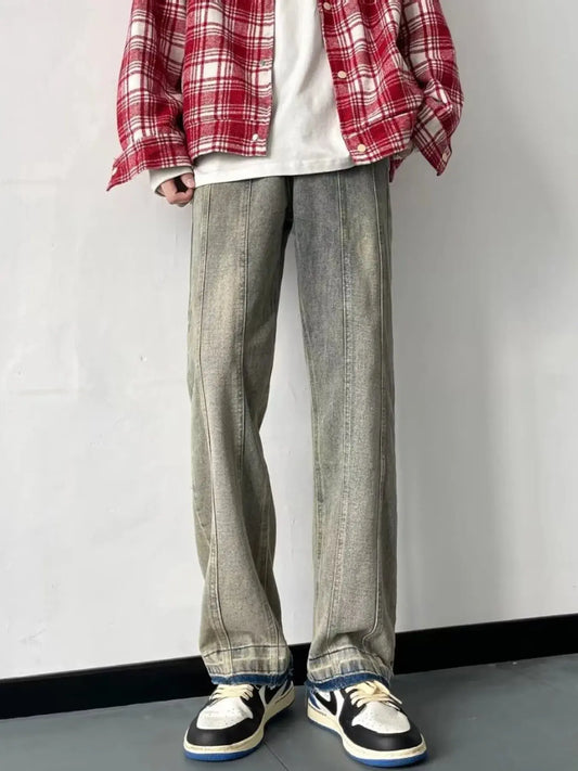 Men's Full Size Vintage Wash Wide Leg Jeans Plus Size Simply Love