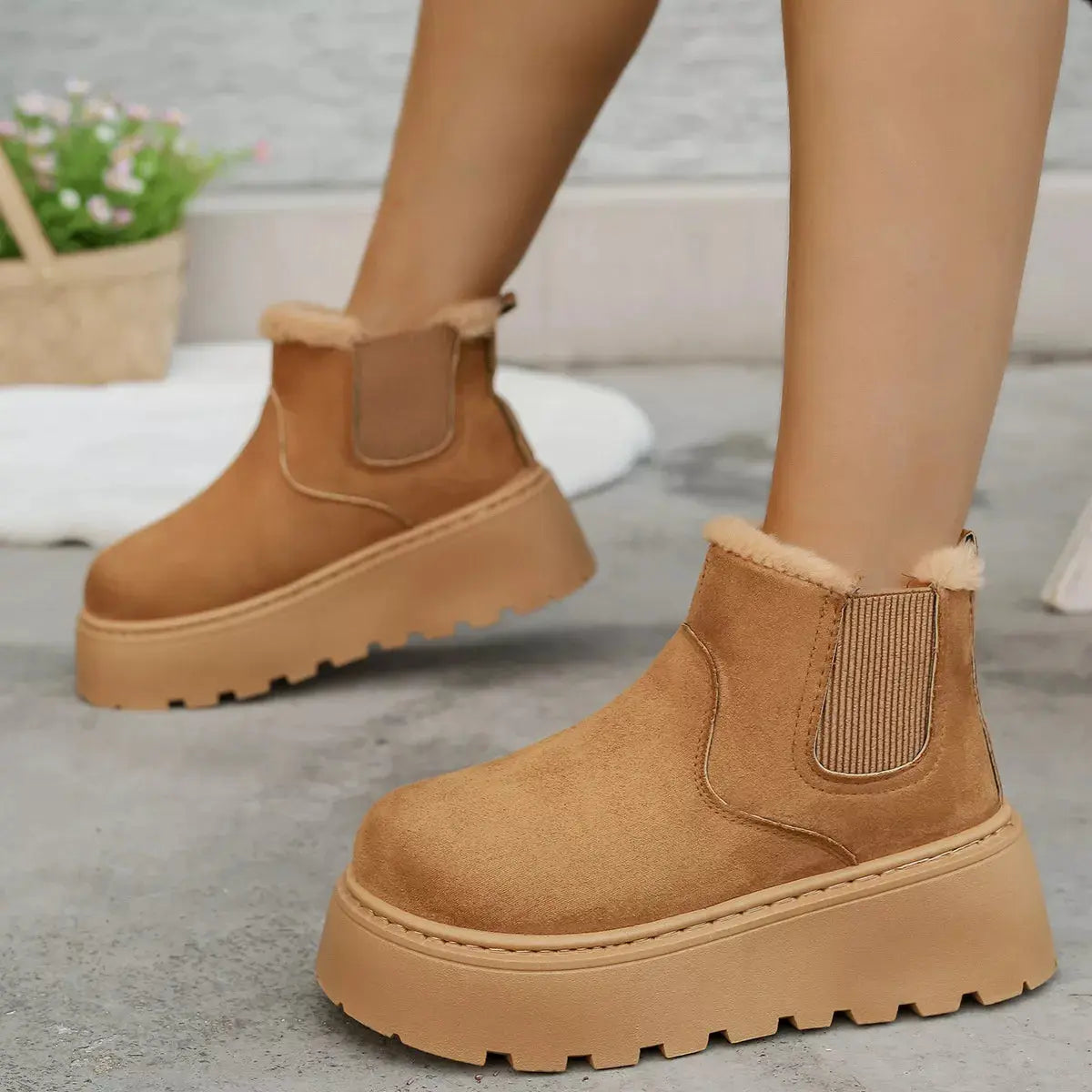 Fur Lining Platform Boots Simply Love