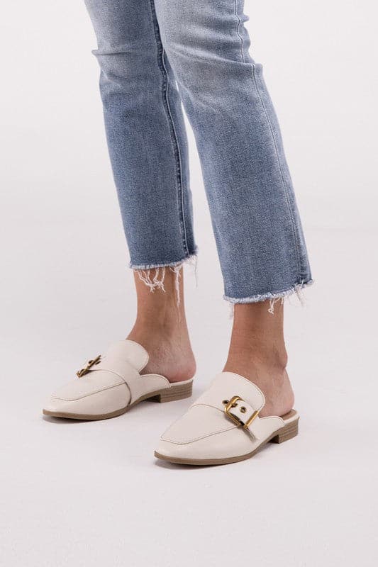 Chantal-S Buckle Backless Slides Loafer Shoes.