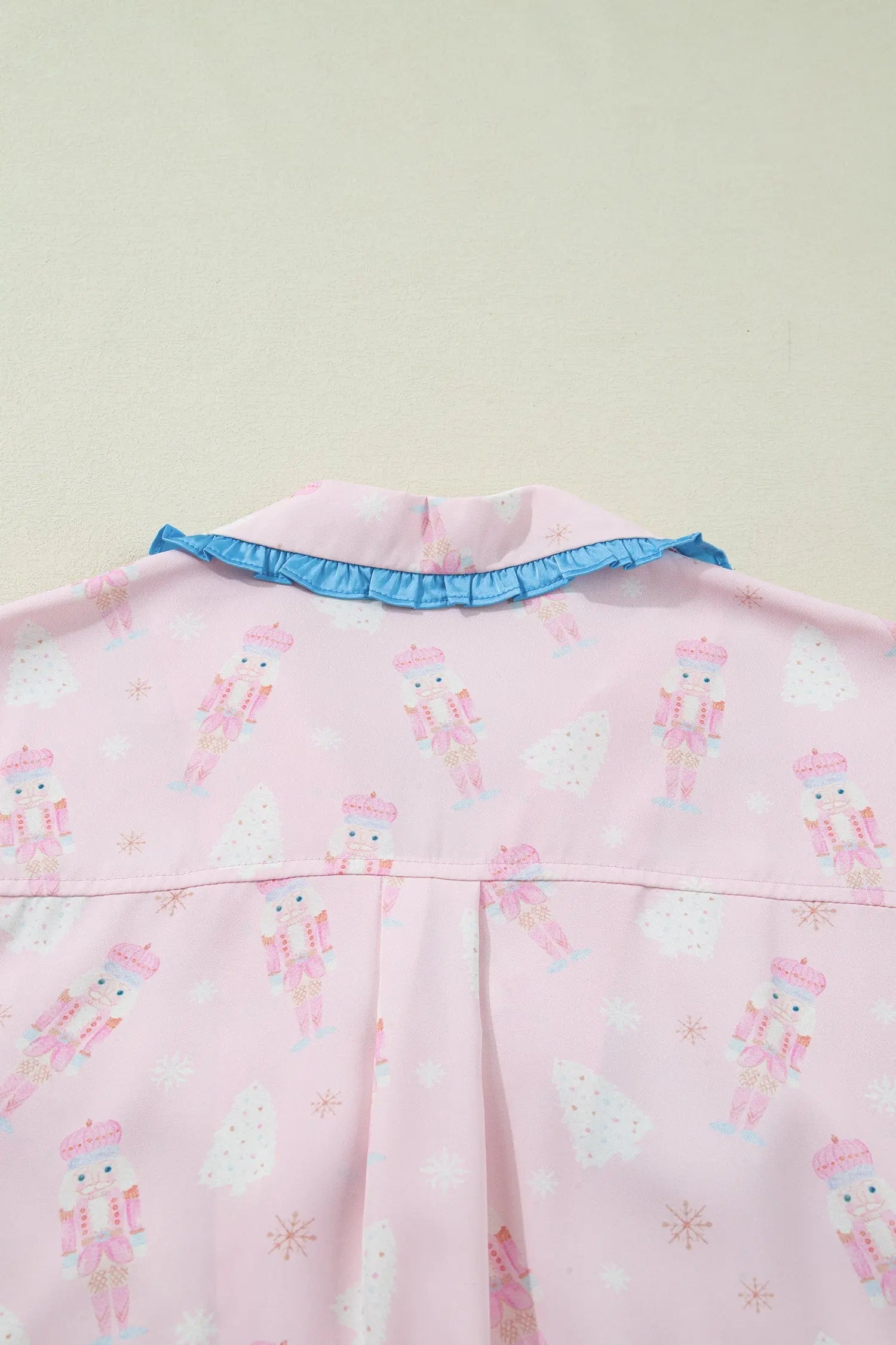 Pink Bow Tie Front Christmas Nutcracker Pajama Set With Long Sleeve Top Dear-Lover Dropshipping