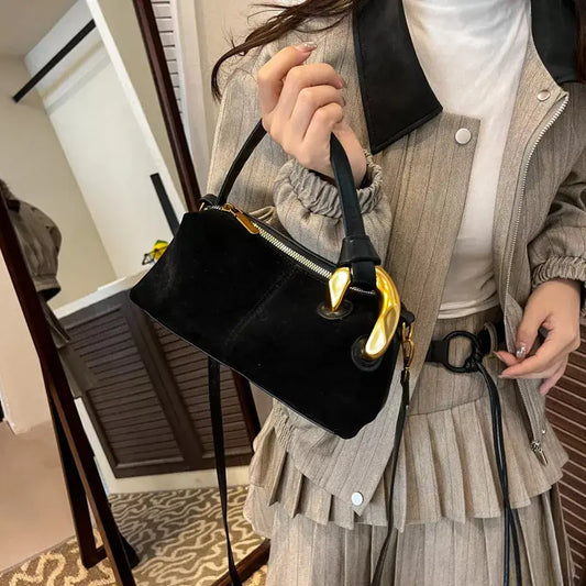 Suede Crossbody Bag with Gold Hardware Simply Love