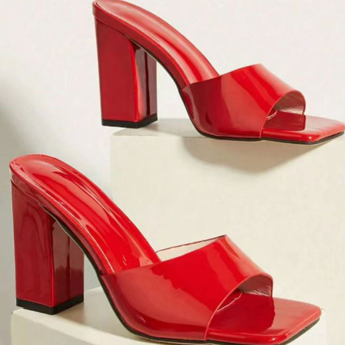 Max Luxe Square Toe Block Heels