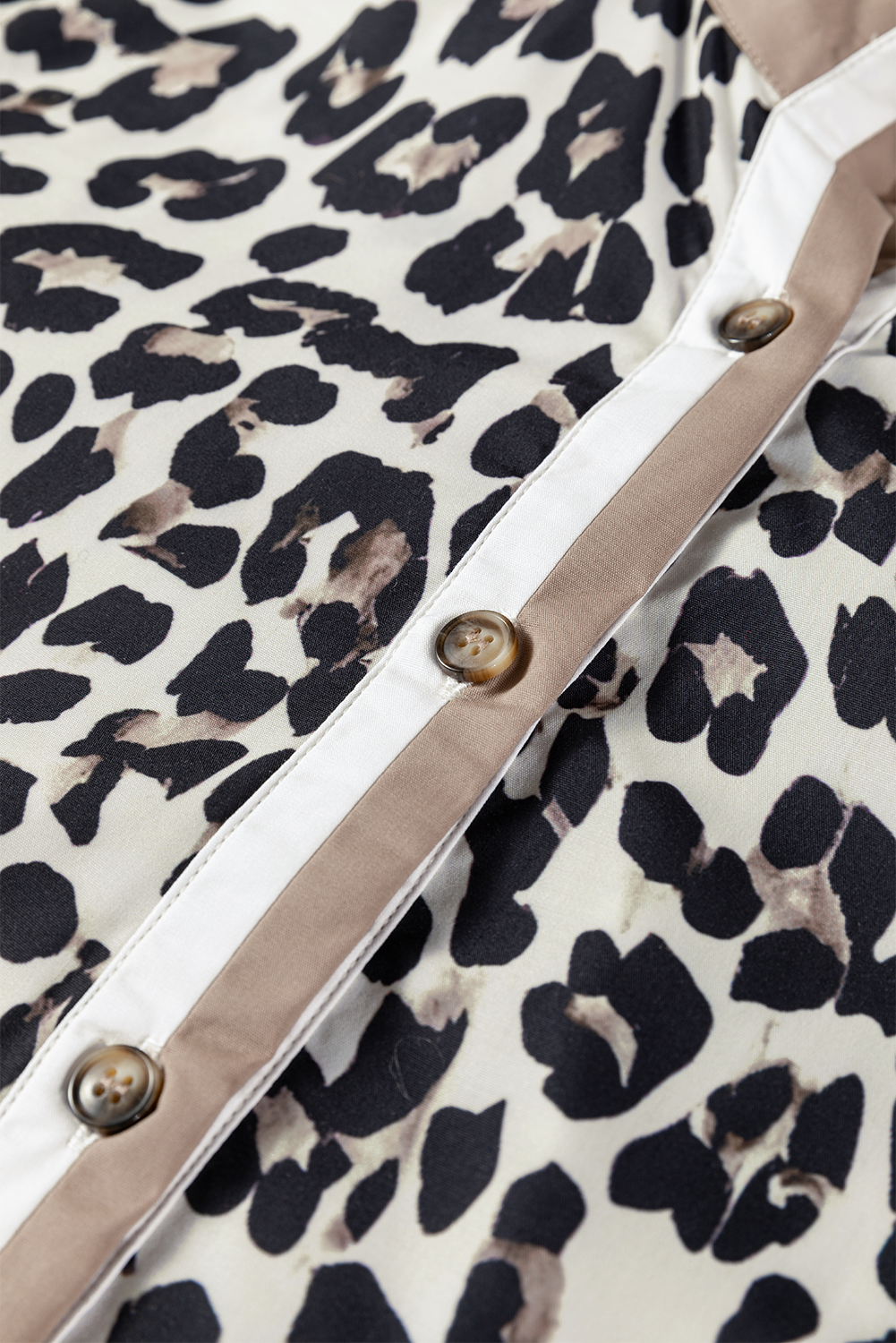 Multicolour Leopard Print Patchwork Cuffs Button Collared Top Dear-Lover Dropshipping