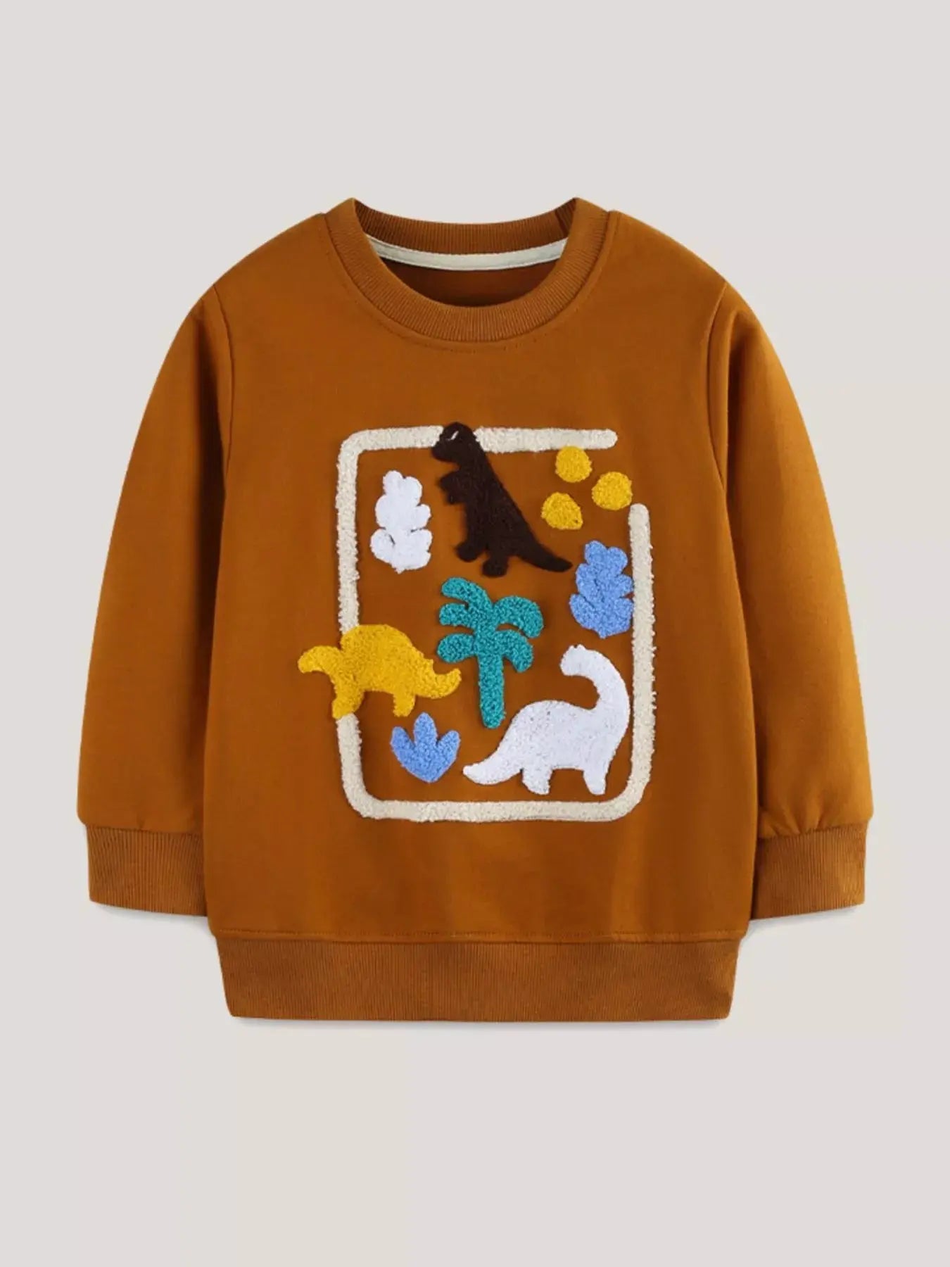Children's Dinosaur Applique Crew Neck Sweatshirt Simply Love