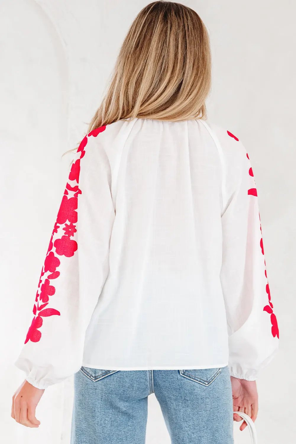 Premium White Floral Embroidered Puff Long Sleeve Casual Shirt Dear-Lover Dropshipping