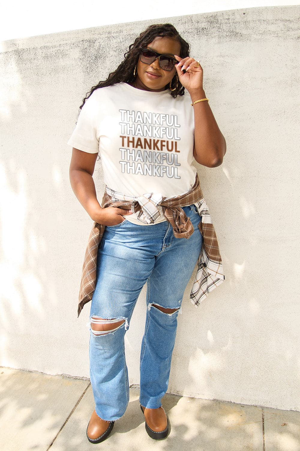 Simply Love Full Size THANKFUL Short Sleeve T-Shirt.