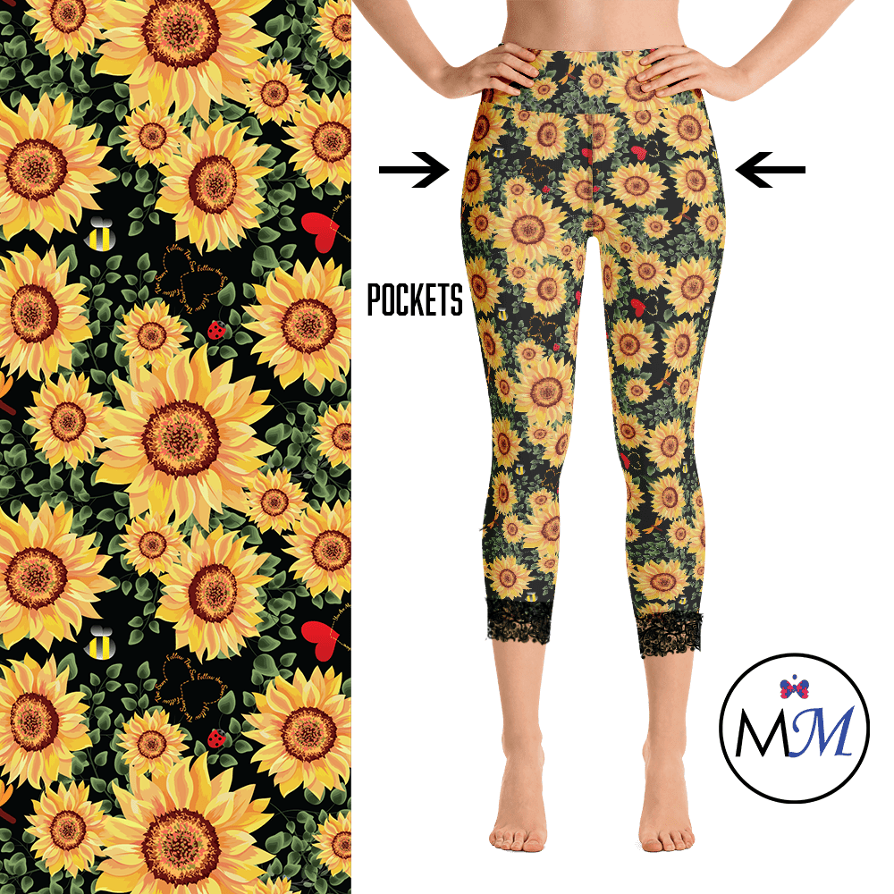 Sunflower Leggings with Black Lace Capri MM