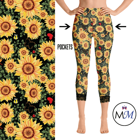 Sunflower Leggings with Black Lace Capri MM