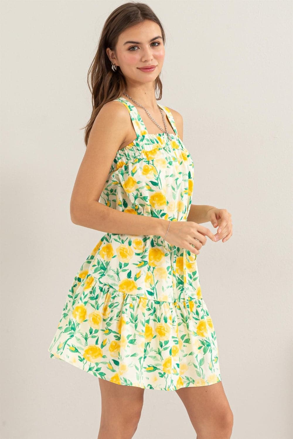 HYFVE Floral Tie Shoulder Mini Dress.