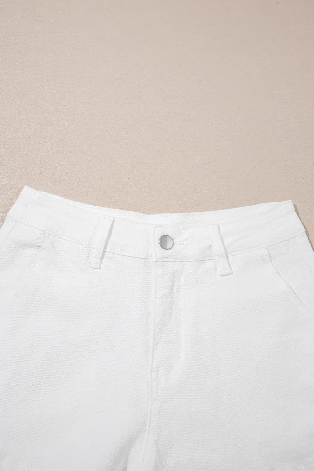 White Scalloped Hemline Acid Wash High Waist Denim Shorts Love Salve