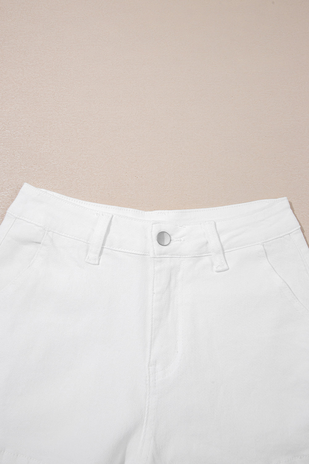 White Scalloped Hemline Acid Wash High Waist Denim Shorts Love Salve
