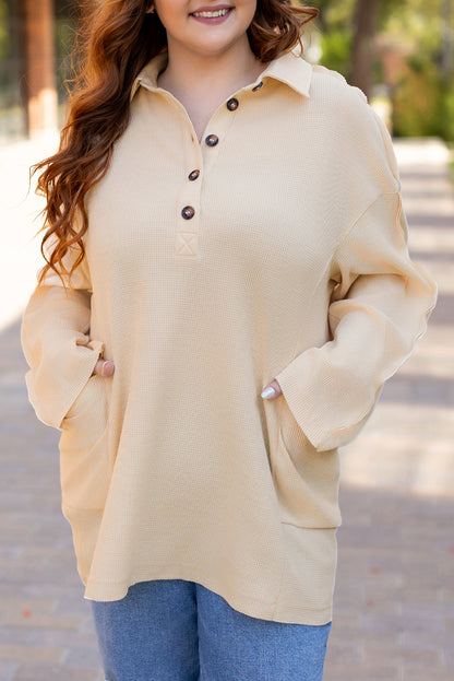 Cozy plus size thermal tunic with pockets